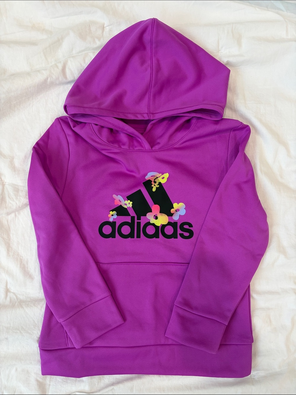 adidas Girls' Purple Hoodie with Floral Logo